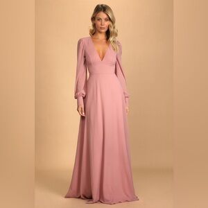 Lulu's Pink Long Sleeve Maxi Dress